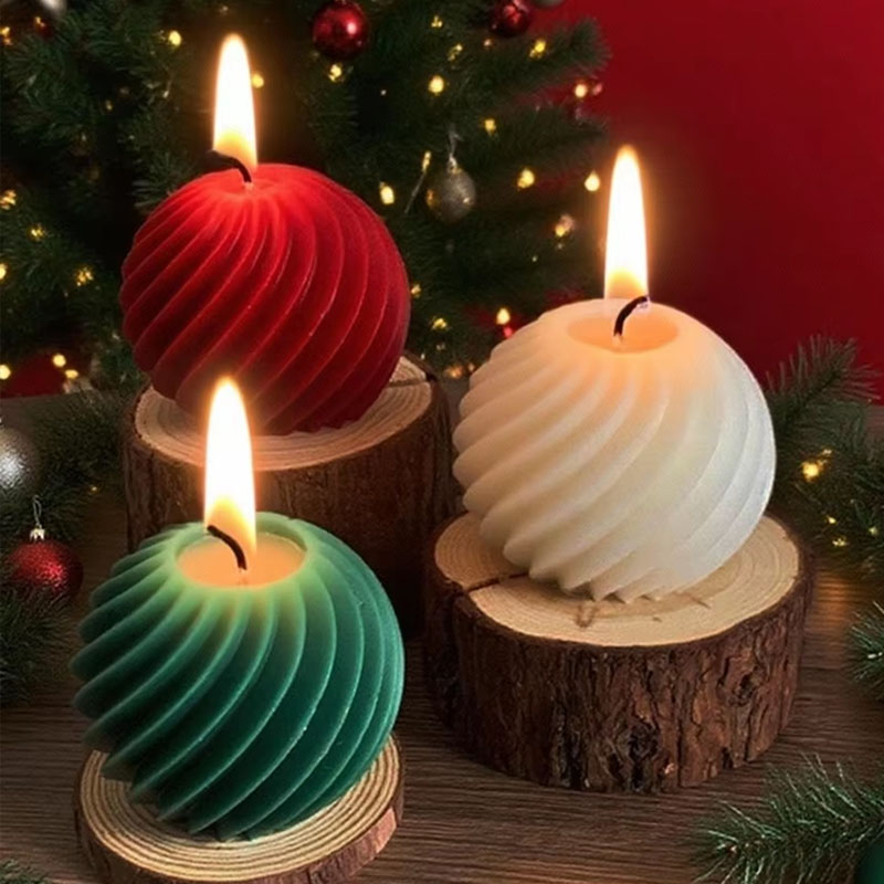 Soap Making Utensils - Spiral stripe Ball Silicone Candle Mold