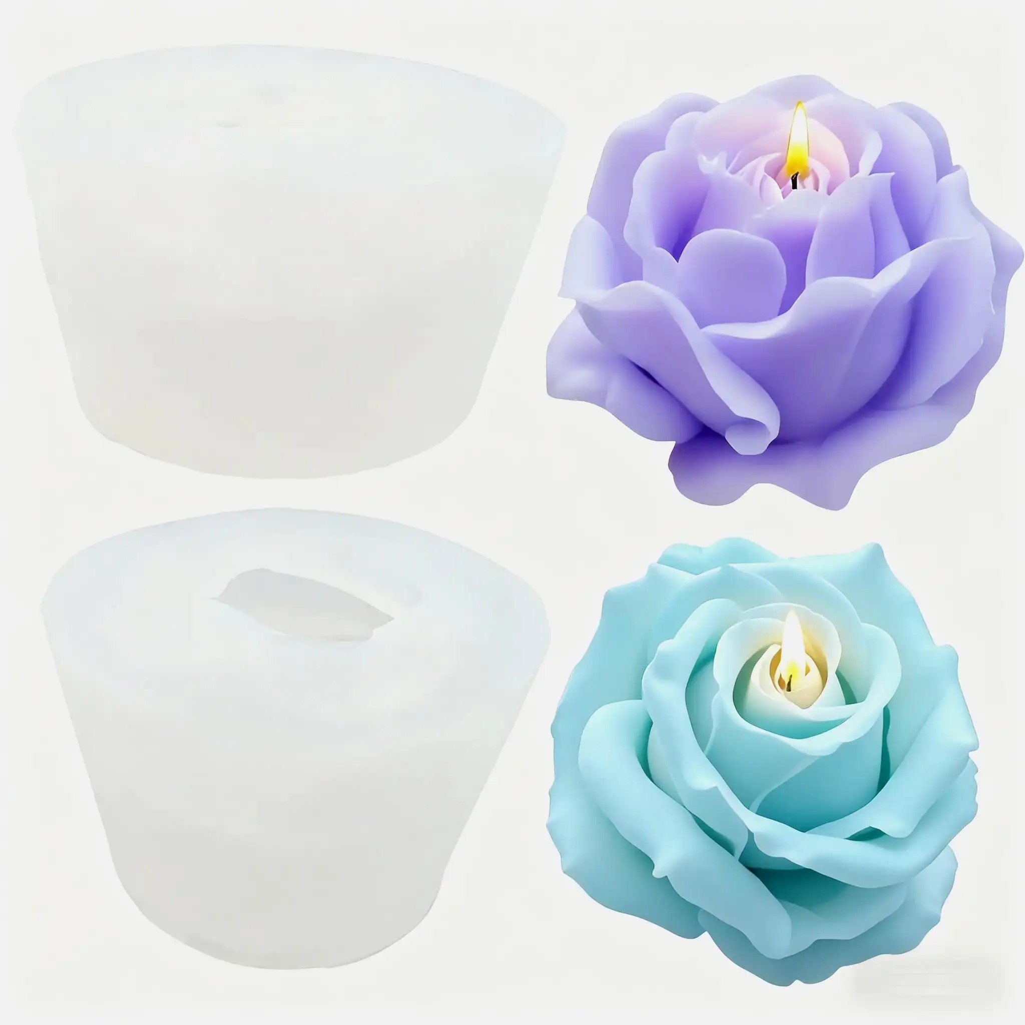 Soap Making Additives - 2-Piece Romantic 3D Rose Silicone Candle