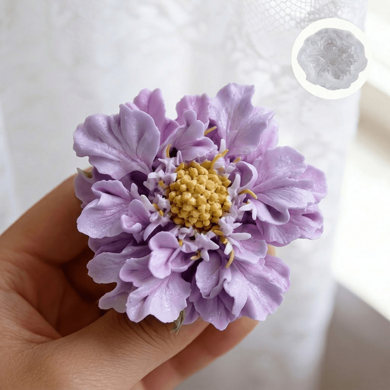 Soap Making Dish - 1 Dreamy Blue Potted Flower Silicone