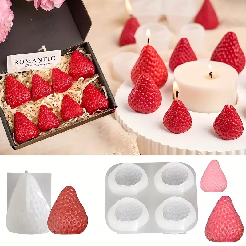 Strawberry Silicone Candle Mol - đánh giá và giá Soap Making Utensils