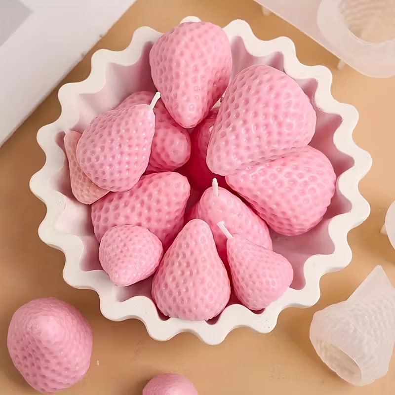 Strawberry Silicone Candle Mol - đánh giá và giá Soap Making Utensils