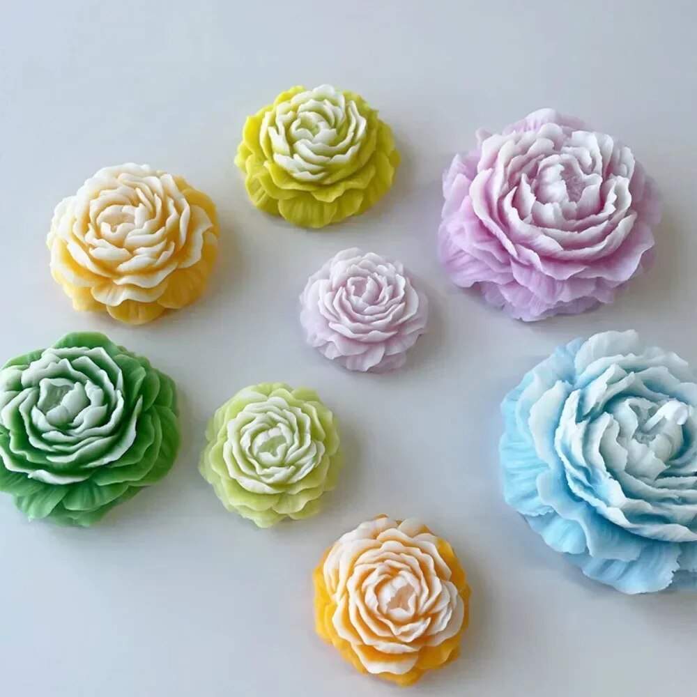 3D Peony Candle Silicone Mold  - đánh giá và giá Soap Making Utensils