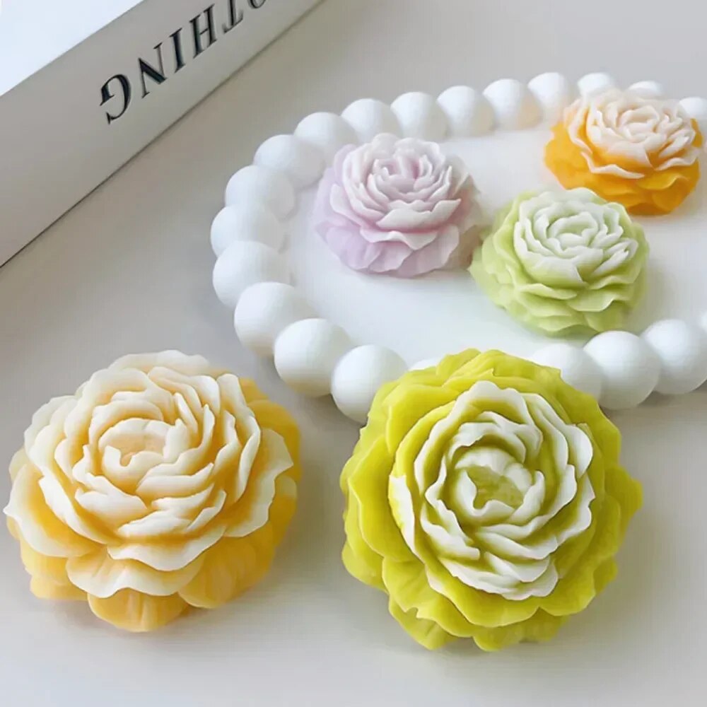 3D Peony Candle Silicone Mold  - đánh giá và giá Soap Making Utensils
