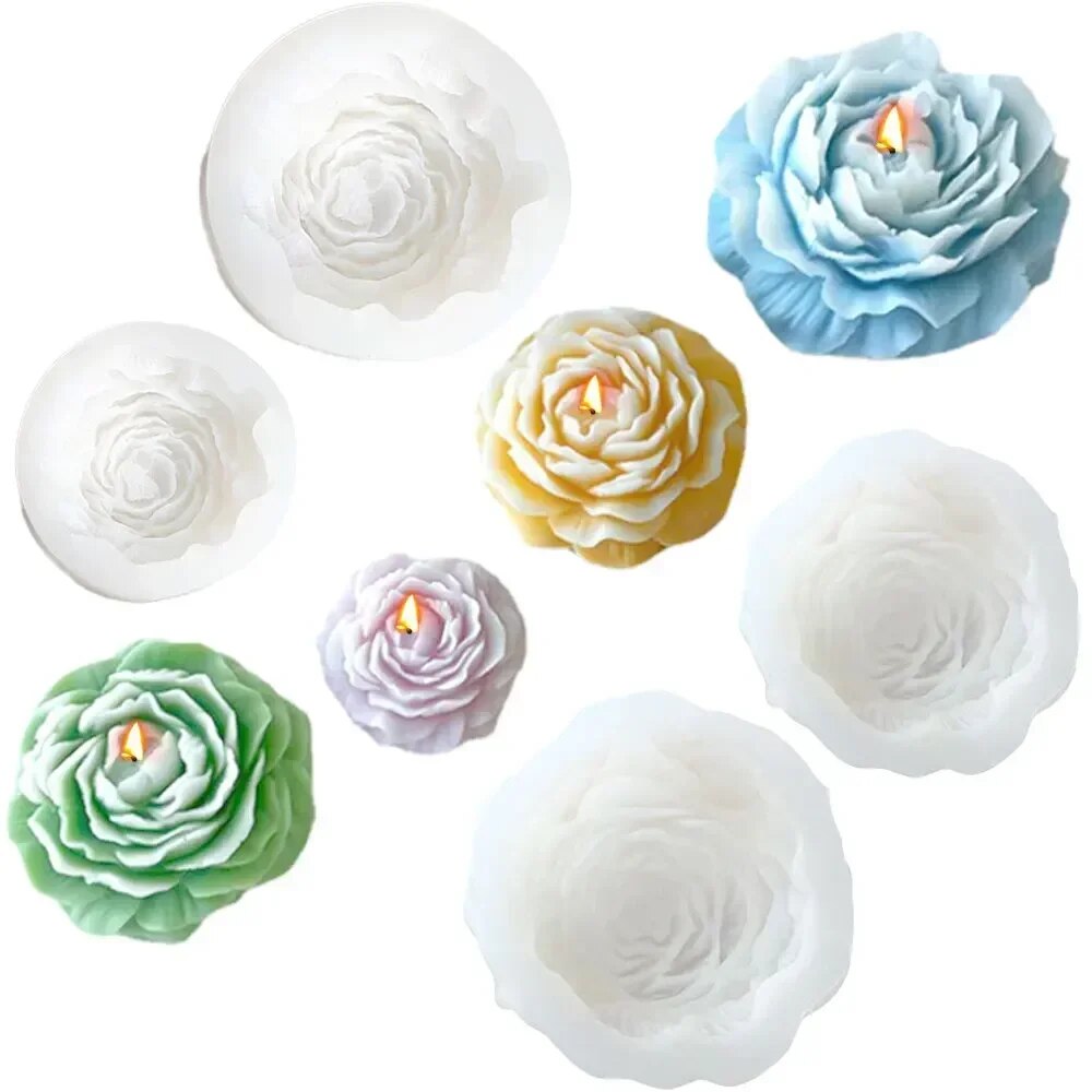 3D Peony Candle Silicone Mold  - đánh giá và giá Soap Making Utensils
