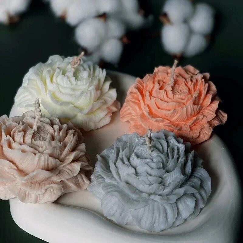 3D Peony Candle Silicone Mold  - đánh giá và giá Soap Making Utensils